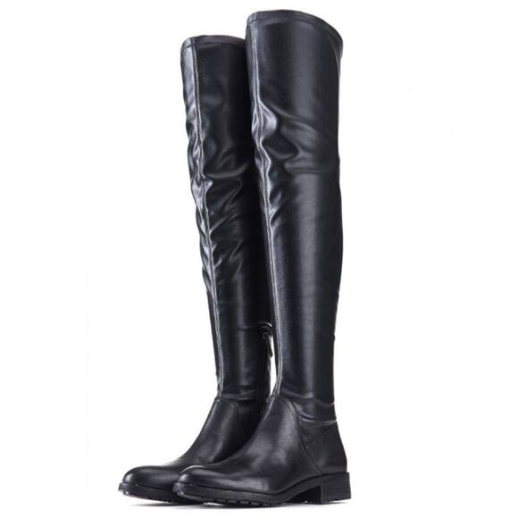 Sam Edelman Women's Remi Black Leather Pull On Over The Knee Boots Size 8 - Picture 1 of 13